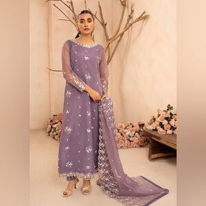 Elegant Purple Embroidered Pakistani Dress
